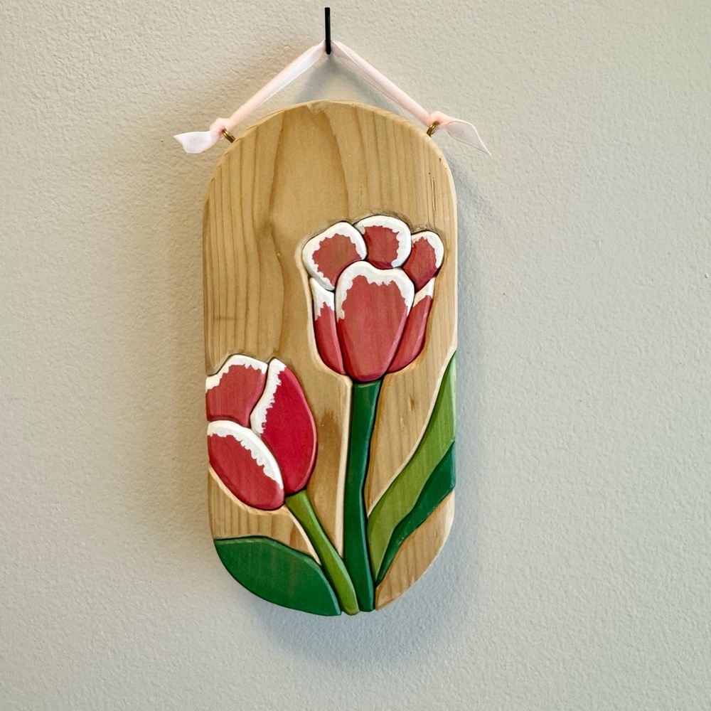 Handcrafted Tulip Wall Decor - Pink and Green